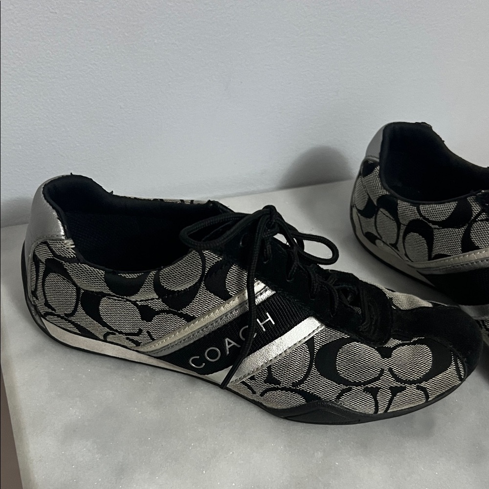 Coach Monogram Black and Silver Women's Sneakers - Picture 3 of 6